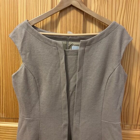 Barneys New York Taupe Midi Wool Fully Lined Sleeveless Dress - Picture 3 of 9